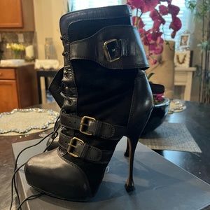 Black leather Brian Atwood boots